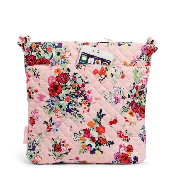 NWOT Vera Bradley Triple Zip Hipster Crossbody Bag Hope Blooms Pink - Picture 2 of 7